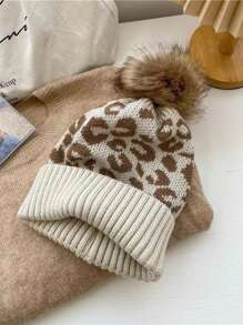 Bonnet en Tricot Léopard Patchwork - Doux et Épais