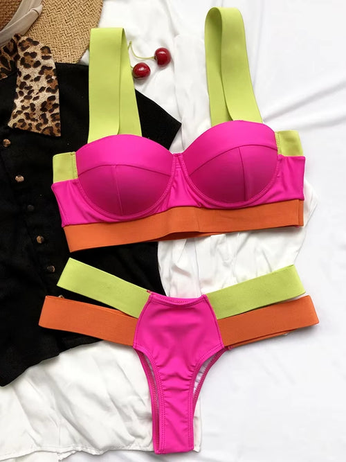 Leopard High Waist Bikini Push up Bra Cup Bikinis 2025 Women Swimsuit Female Swimwear Two Piece Bikini Set High Cut Bathing Suit