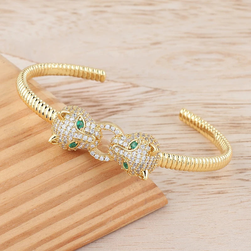 Charms Double Leopard Head Bracelets For Women