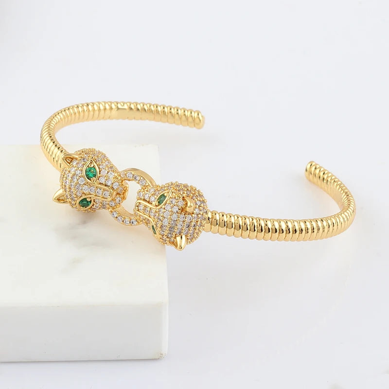 Charms Double Leopard Head Bracelets For Women