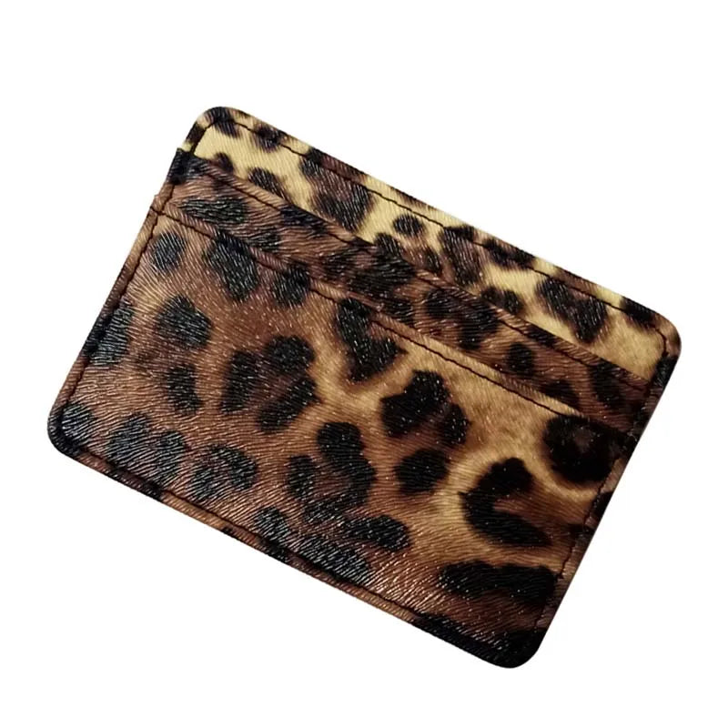 New Leopard Pattern Leather Slim Card Wallet For men