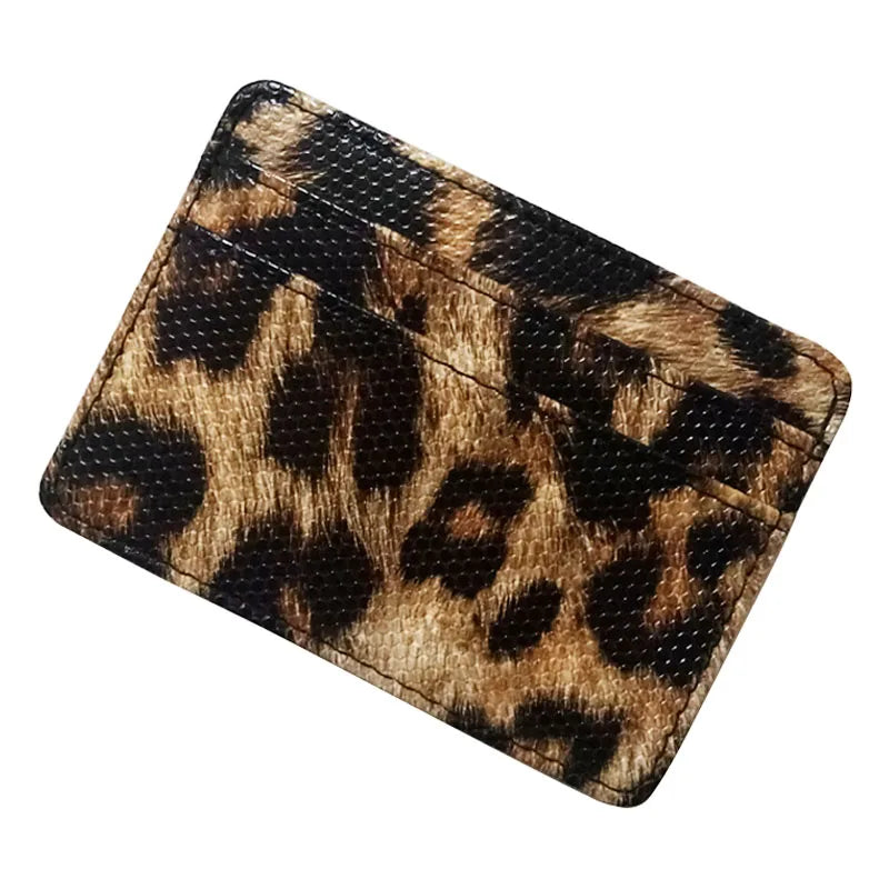 New Leopard Pattern Leather Slim Card Wallet For men