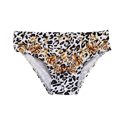 Sexy Mens Leopard Swim Briefs Summer Pool Waterproof