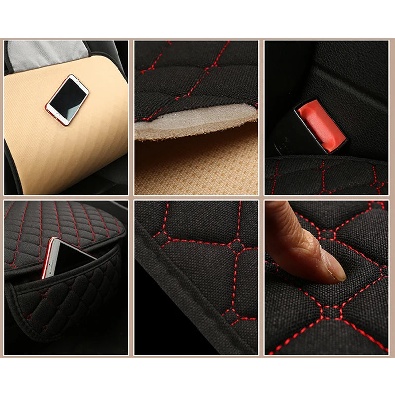 Universal Car Seat Cover Protector Linen Front Rear Back