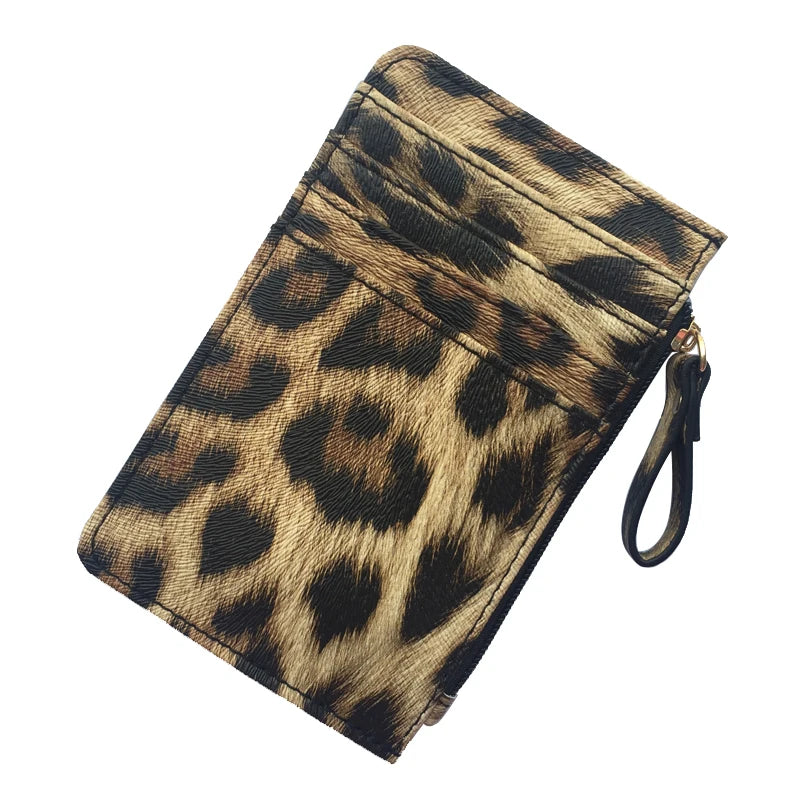 New Leopard Pattern Leather Slim Card Wallet For men