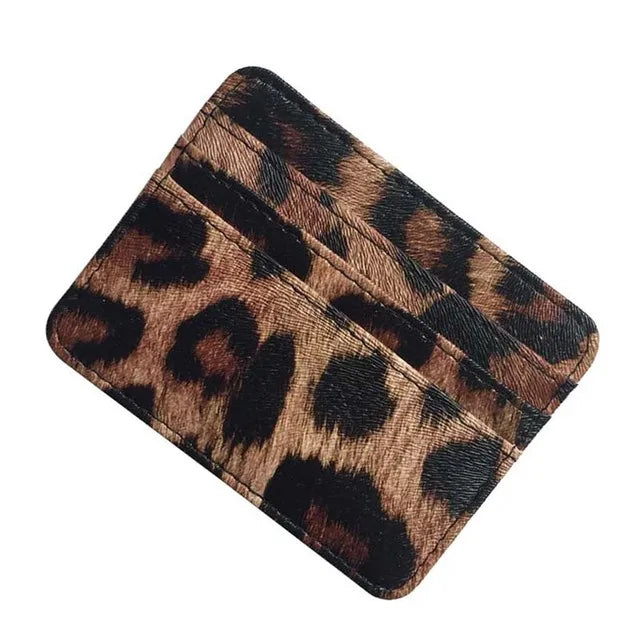 New Leopard Pattern Leather Slim Card Wallet For men