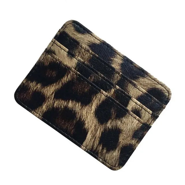 New Leopard Pattern Leather Slim Card Wallet For men