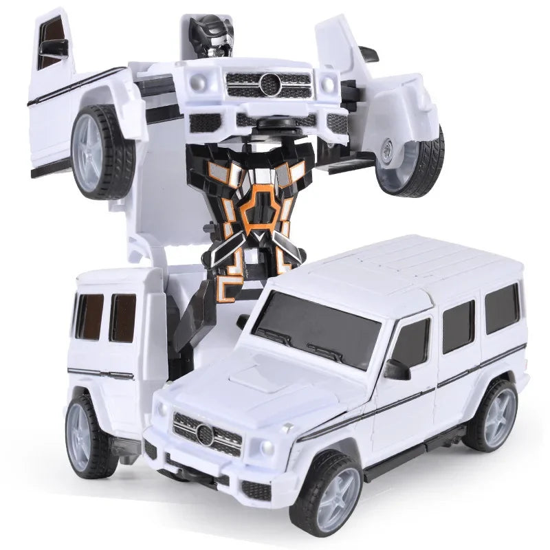 Shape-shifting toy car inertial impact one-button shape