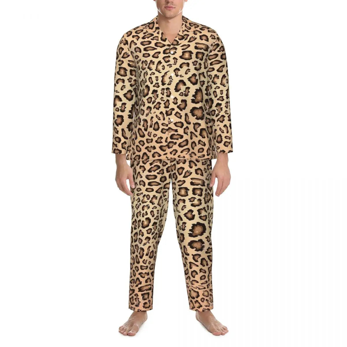 Leopard Pajamas Set Animal Print Comfortable Sleepwear