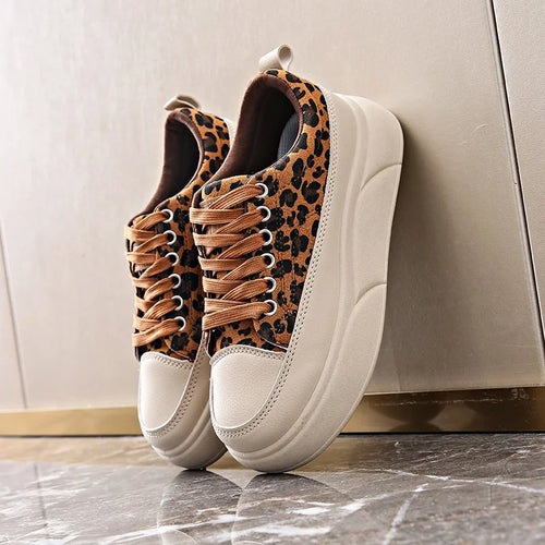 Luxury Leopard Women Skateboard Shoes Platform