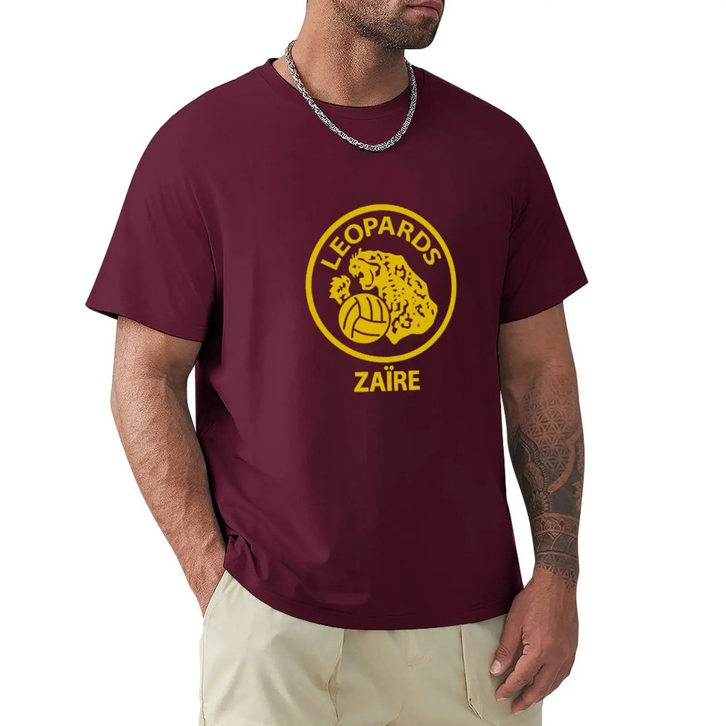 Zaire Leopards 1974 Retro Football T-Shirt tops blanks boys whites t shirts for men cotton