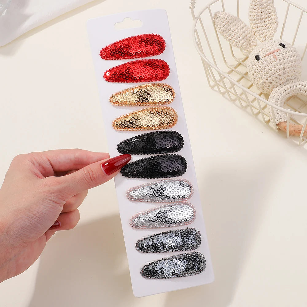 10Pcs/Lot Fresh Print Cotton Alloy Hair Clips for Kids Fabric