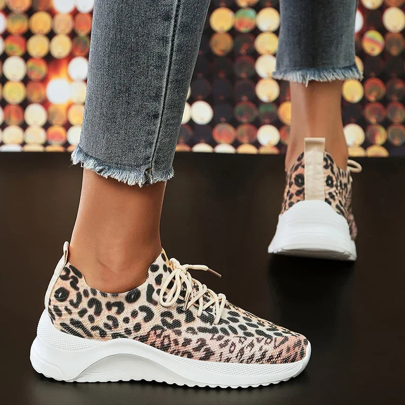 Fashion Leopard Knitted Sneakers for Women 2025