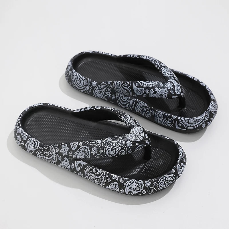 Summer Women Comfort Flip-Flop Leopard Soft Thick-Soled
