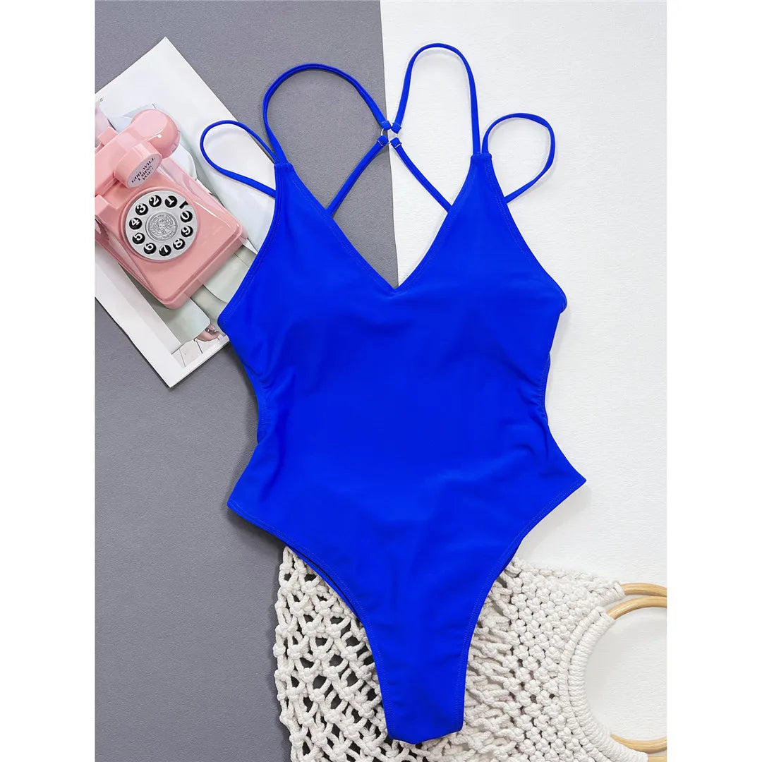 Sexy Leopard Printed V Neck Women Swimwear