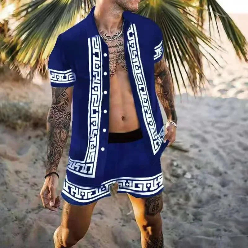 Summer Men's Fashion Leopard Print Short Sleeve