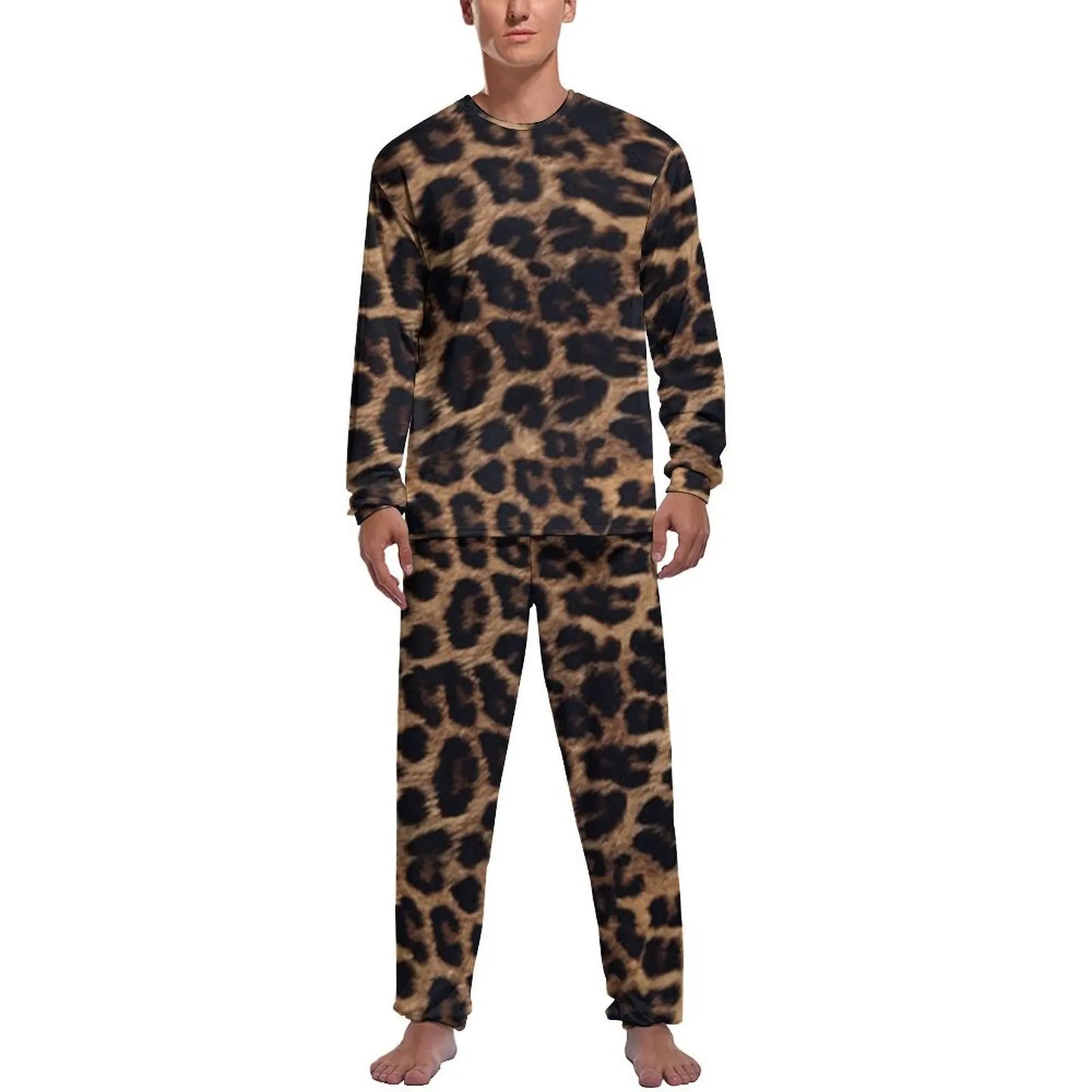 Orange Leopard Print Pajamas Spring Casual Sleepwear