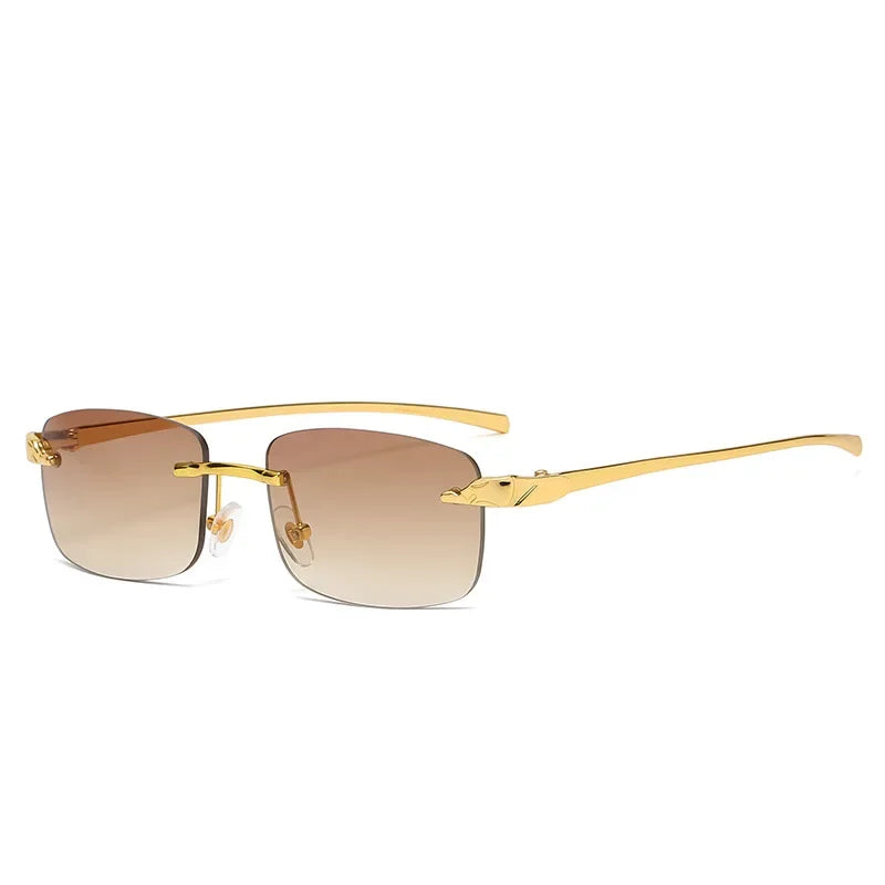 Fashion Vintage Rimless Square Sunglasses Men