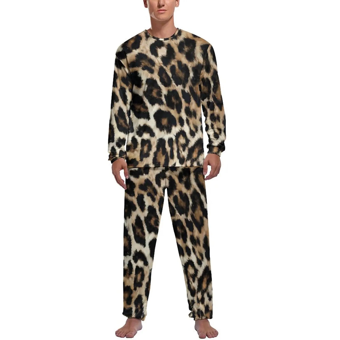 Orange Leopard Print Pajamas Spring Casual Sleepwear
