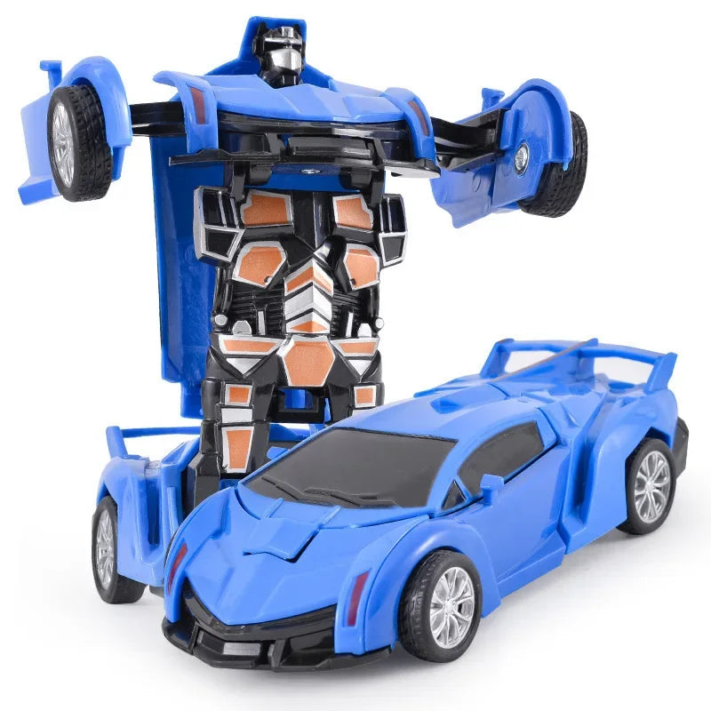Shape-shifting toy car inertial impact one-button shape