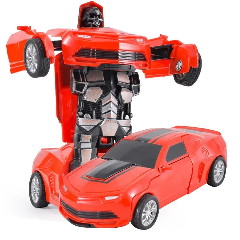 Shape-shifting toy car inertial impact one-button shape
