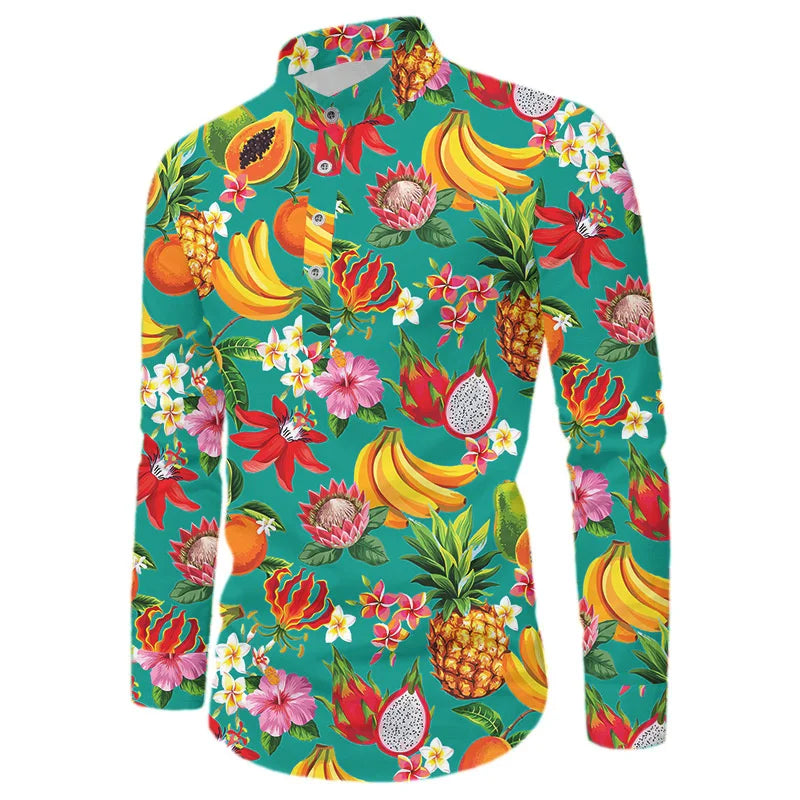 Leopard Shirts Men Fashion Shirt Long Sleeve Hawaiian Shirts