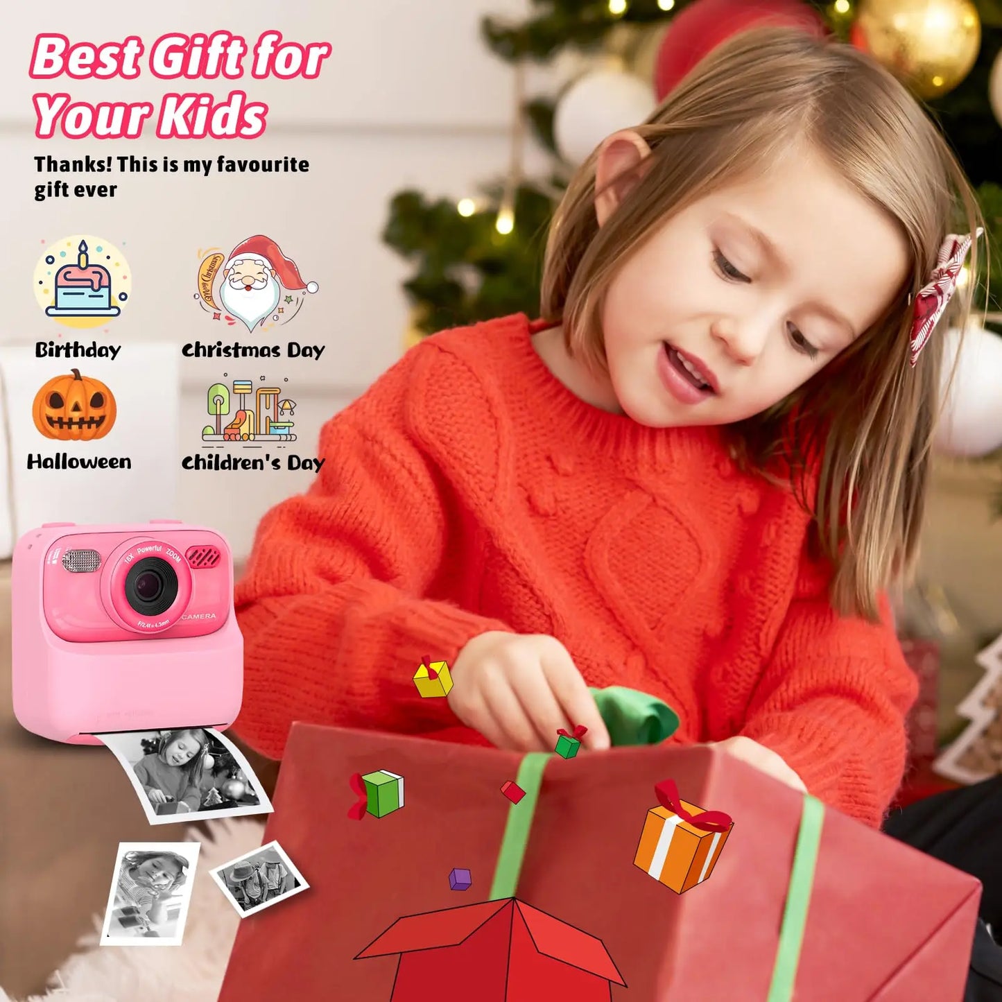 Upgrade Kids Camera Instant 1080P HD Dual Lens Selfie