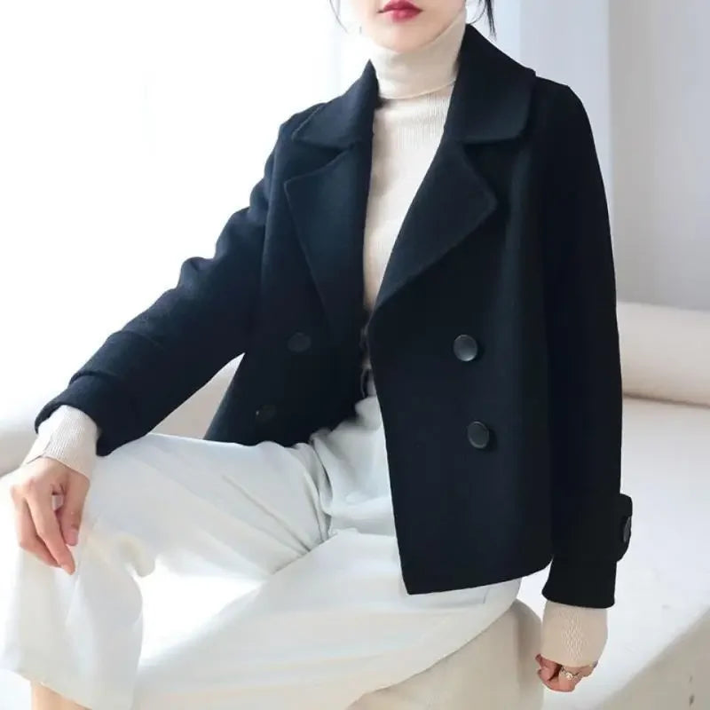 Ladies Jackets Double Breasted Loose Novelty Cheap Women's Blazer Wool & Blends Coat Winter Clothes 2024 Outerwears Elegant Hot