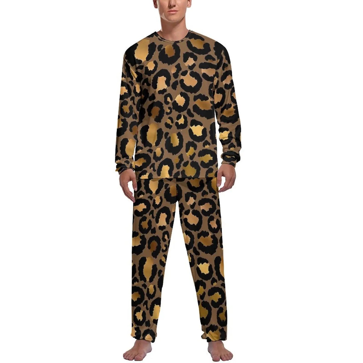 Orange Leopard Print Pajamas Spring Casual Sleepwear
