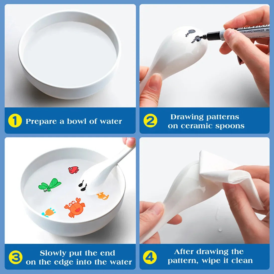Water Floating Pen Magical Ink Pens With Spoon Floating