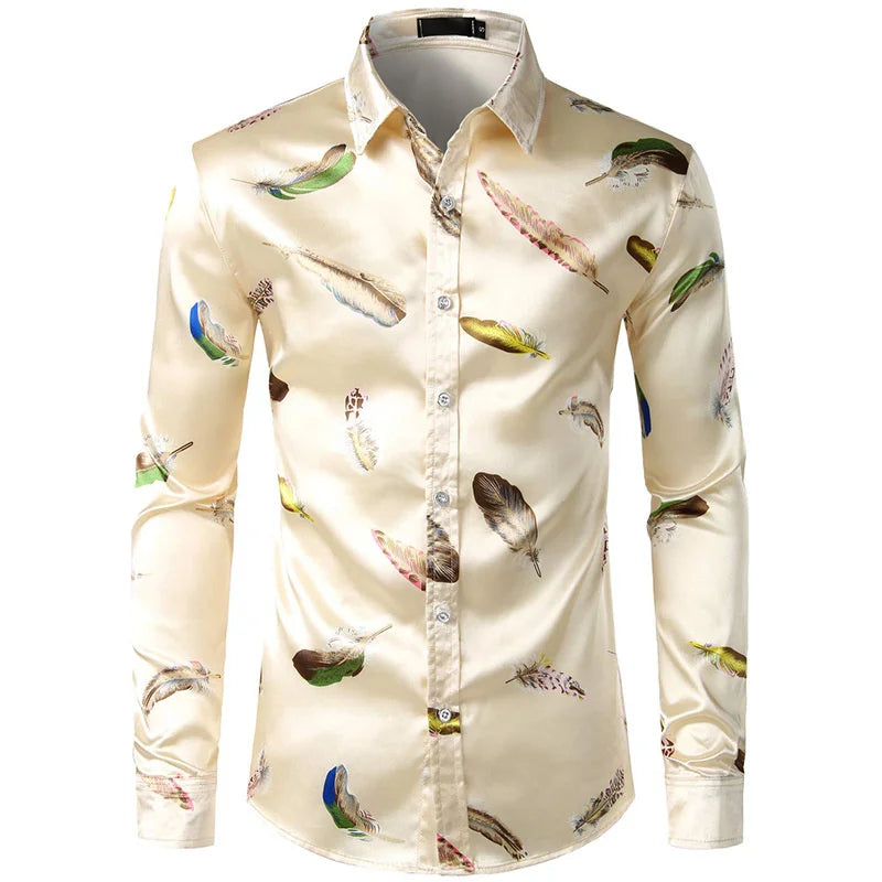 Leopard Shirts Men Fashion Shirt Long Sleeve Hawaiian Shirts