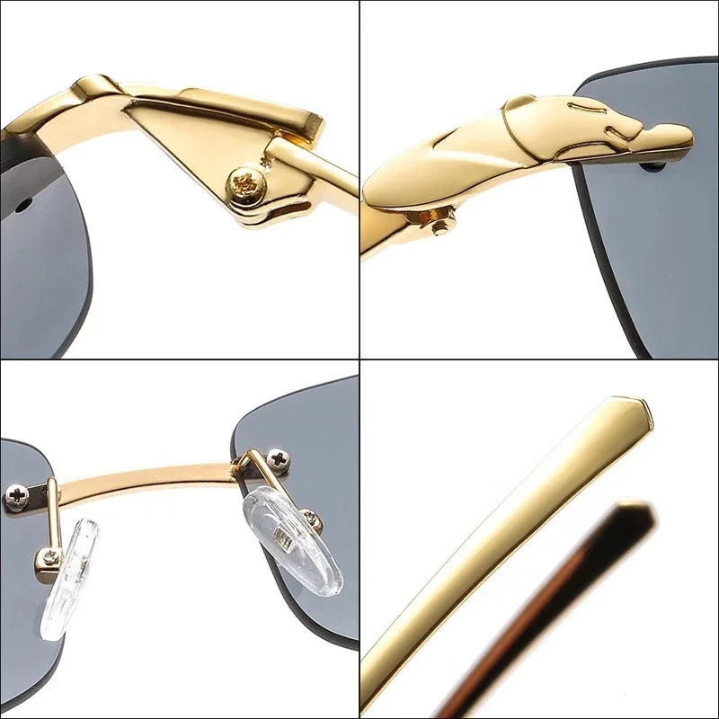 Fashion Vintage Rimless Square Sunglasses Men