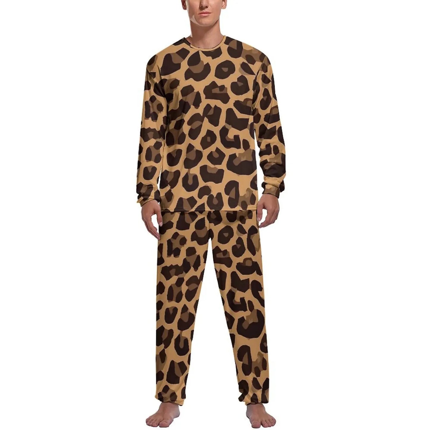 Orange Leopard Print Pajamas Spring Casual Sleepwear