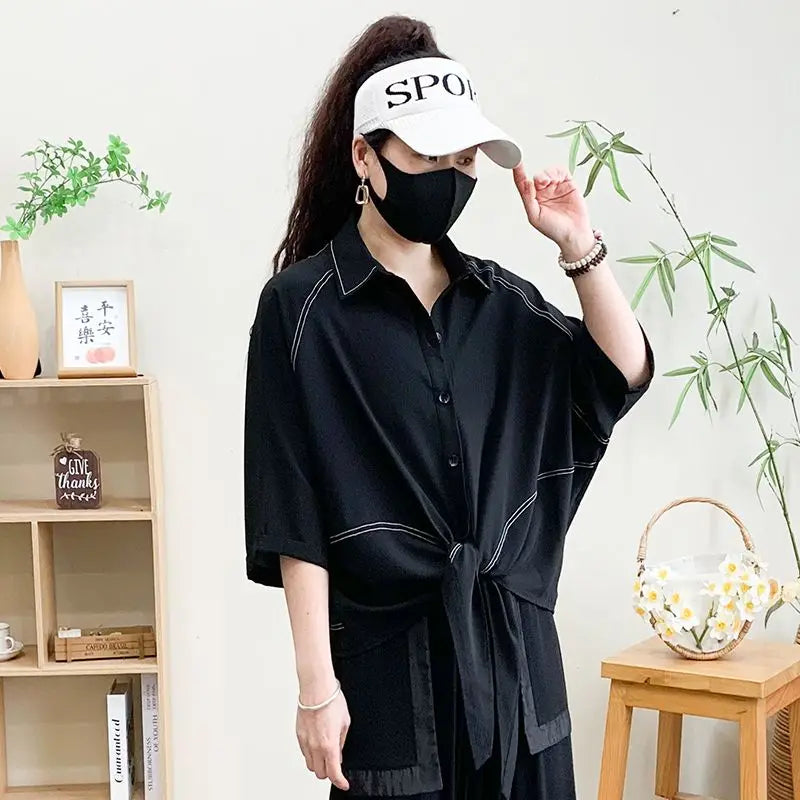 Summer Mid-sleeved Bat Shirt Leopard Print Shirt Middle-aged Mother