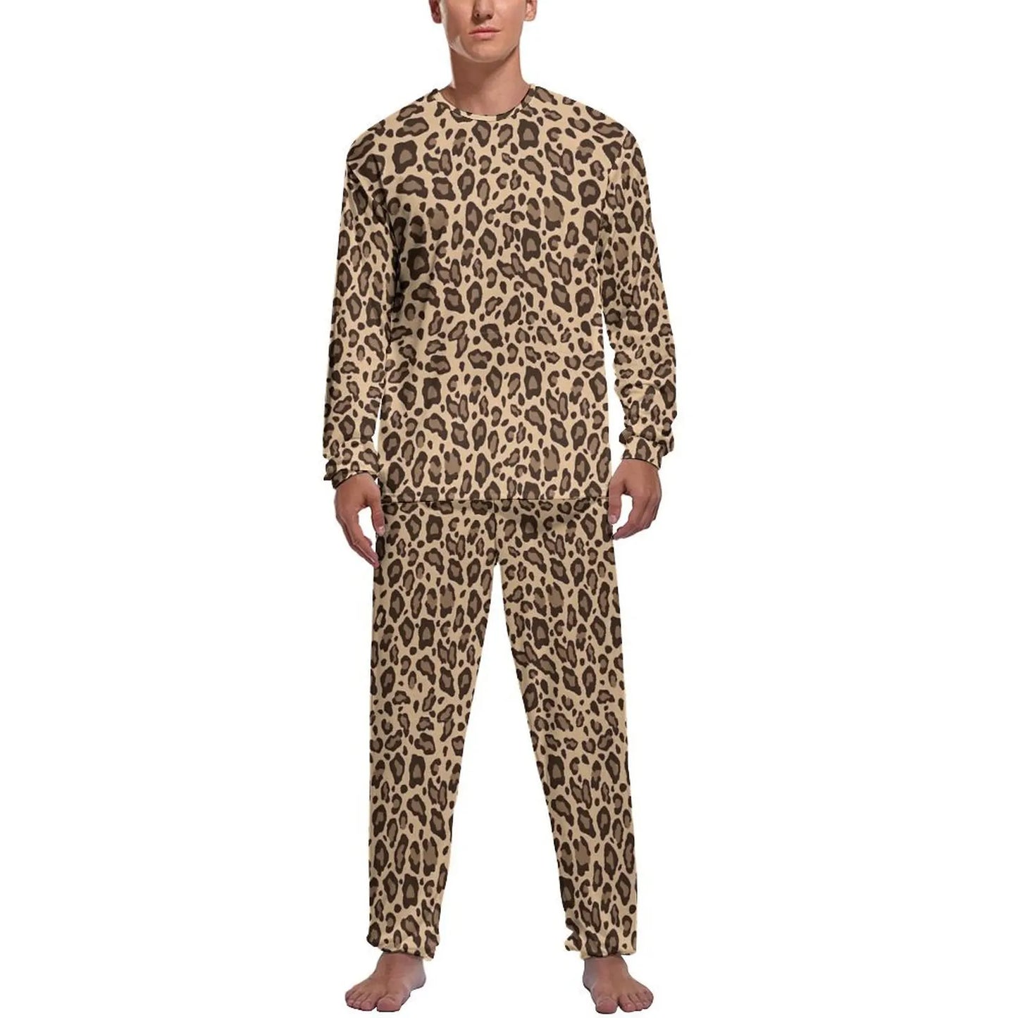 Orange Leopard Print Pajamas Spring Casual Sleepwear