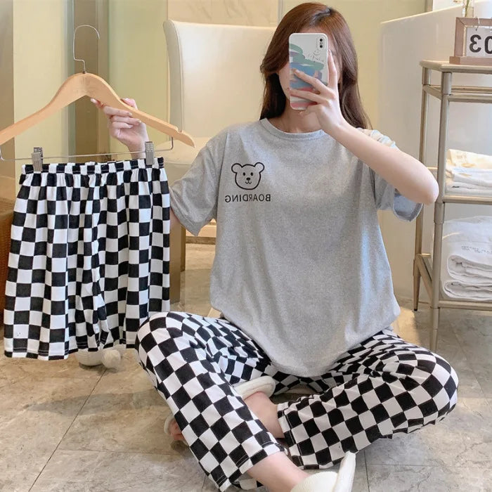 New women's summer three-piece pajamas