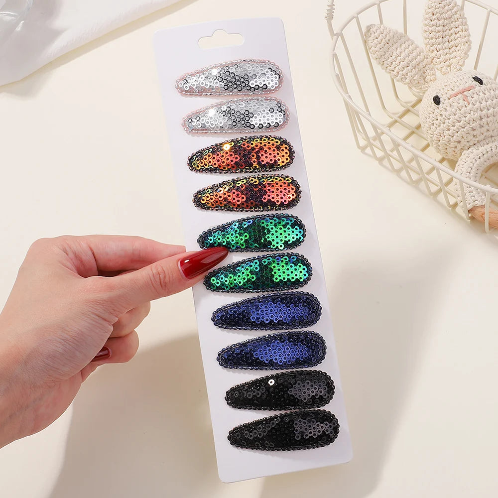 10Pcs/Lot Fresh Print Cotton Alloy Hair Clips for Kids Fabric