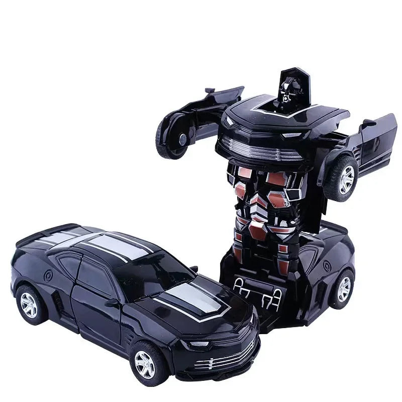 Shape-shifting toy car inertial impact one-button shape