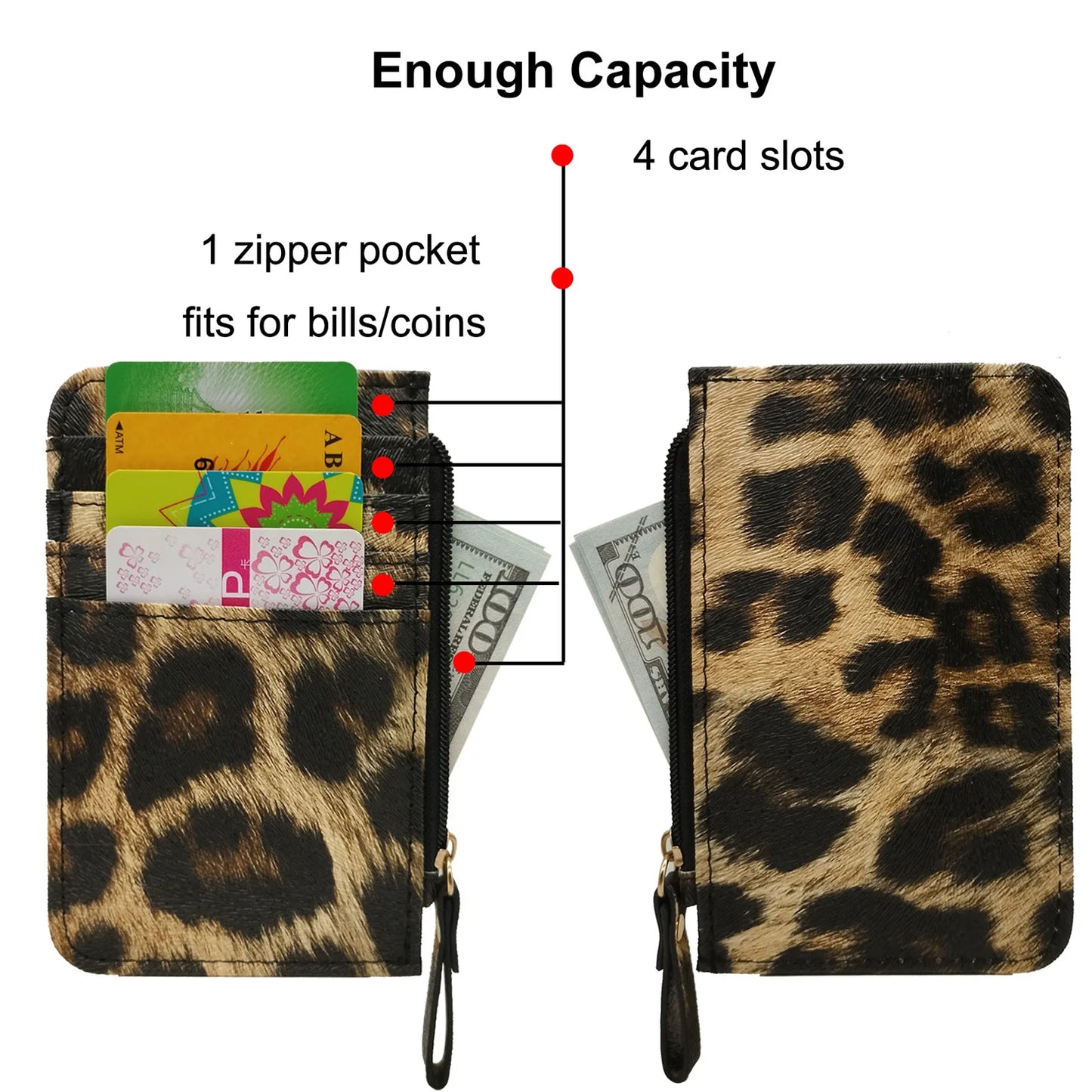 New Leopard Pattern Leather Slim Card Wallet For men
