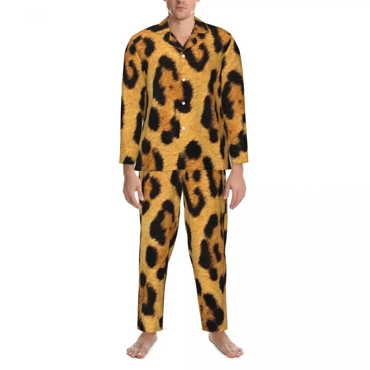 Leopard Print Sleepwear Autumn Yellow Pink and Black Casual