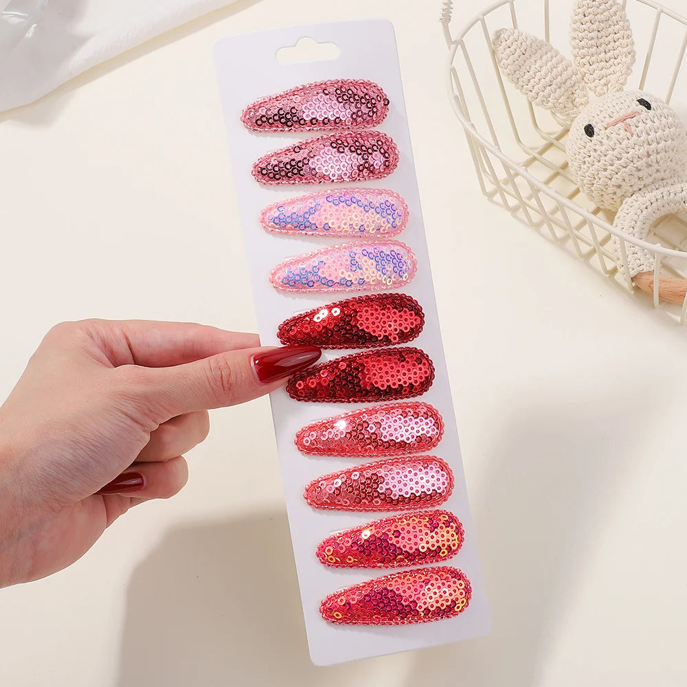 10Pcs/Lot Fresh Print Cotton Alloy Hair Clips for Kids Fabric