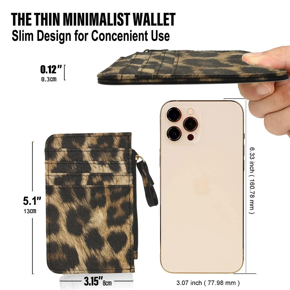 New Leopard Pattern Leather Slim Card Wallet For men