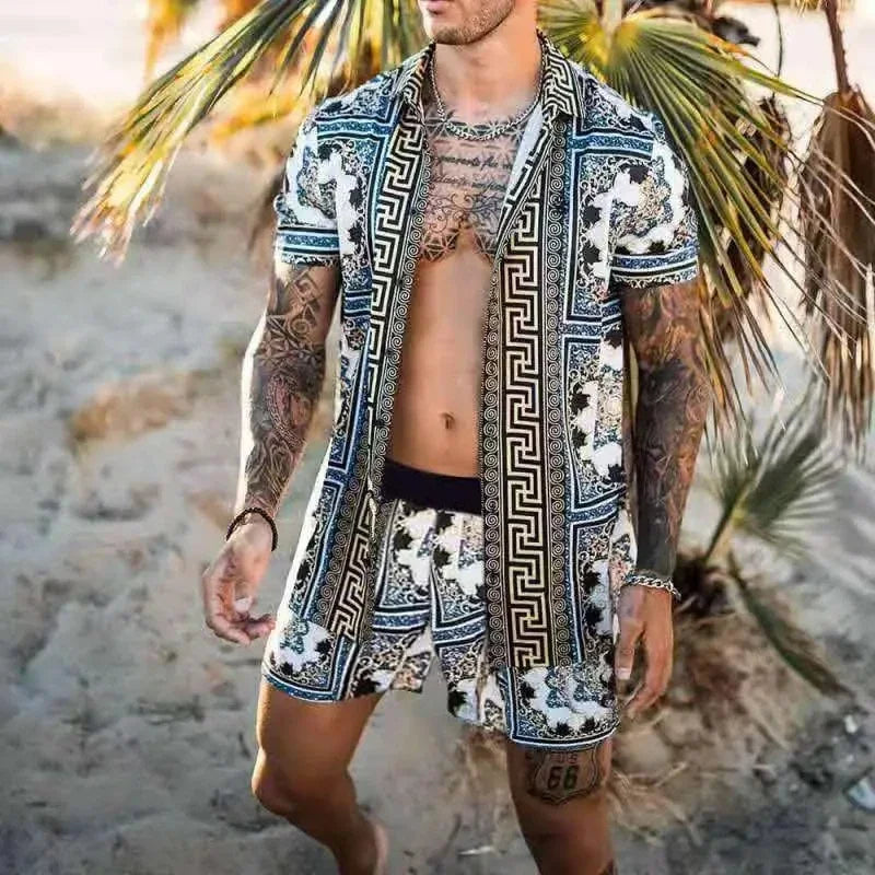 Summer Men's Fashion Leopard Print Short Sleeve