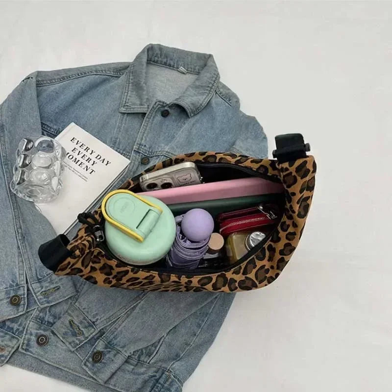 Leopard Print Crossbody Bags for Women Corduroy