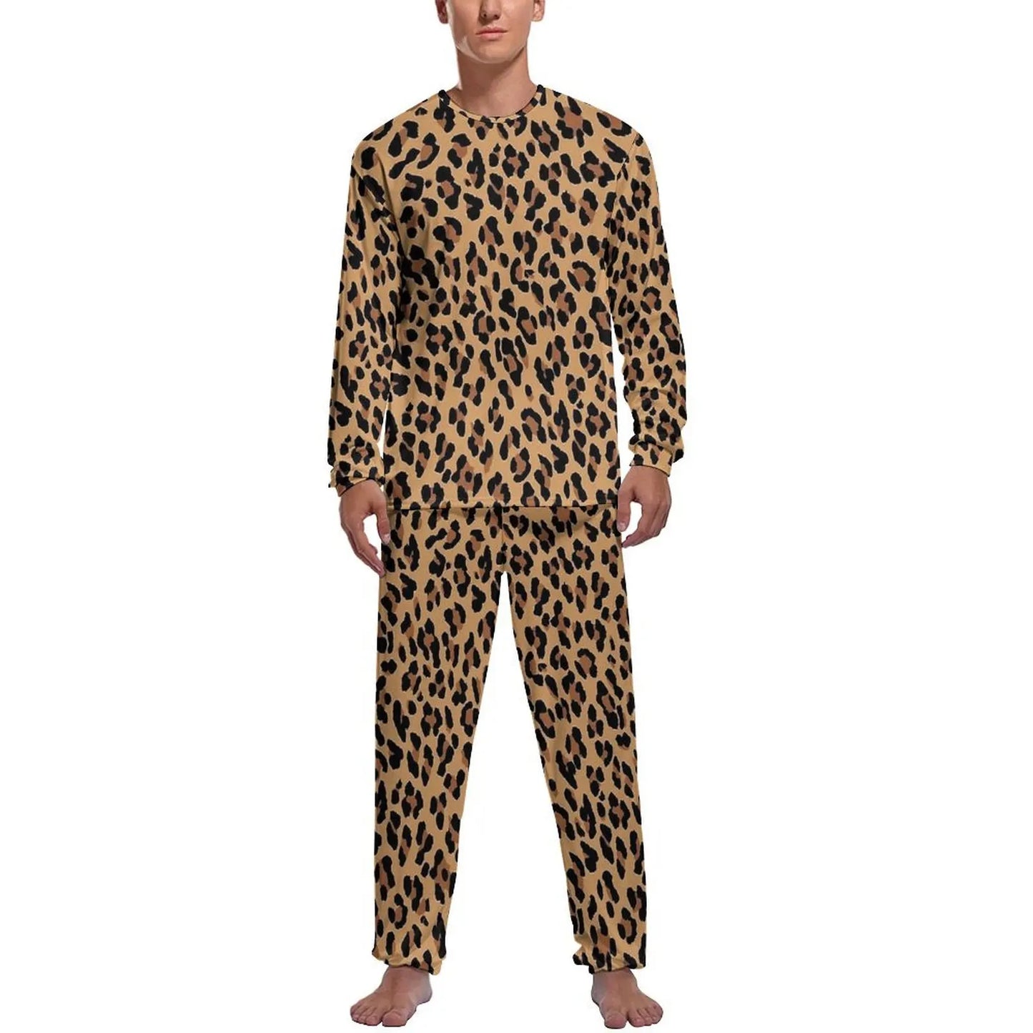Orange Leopard Print Pajamas Spring Casual Sleepwear