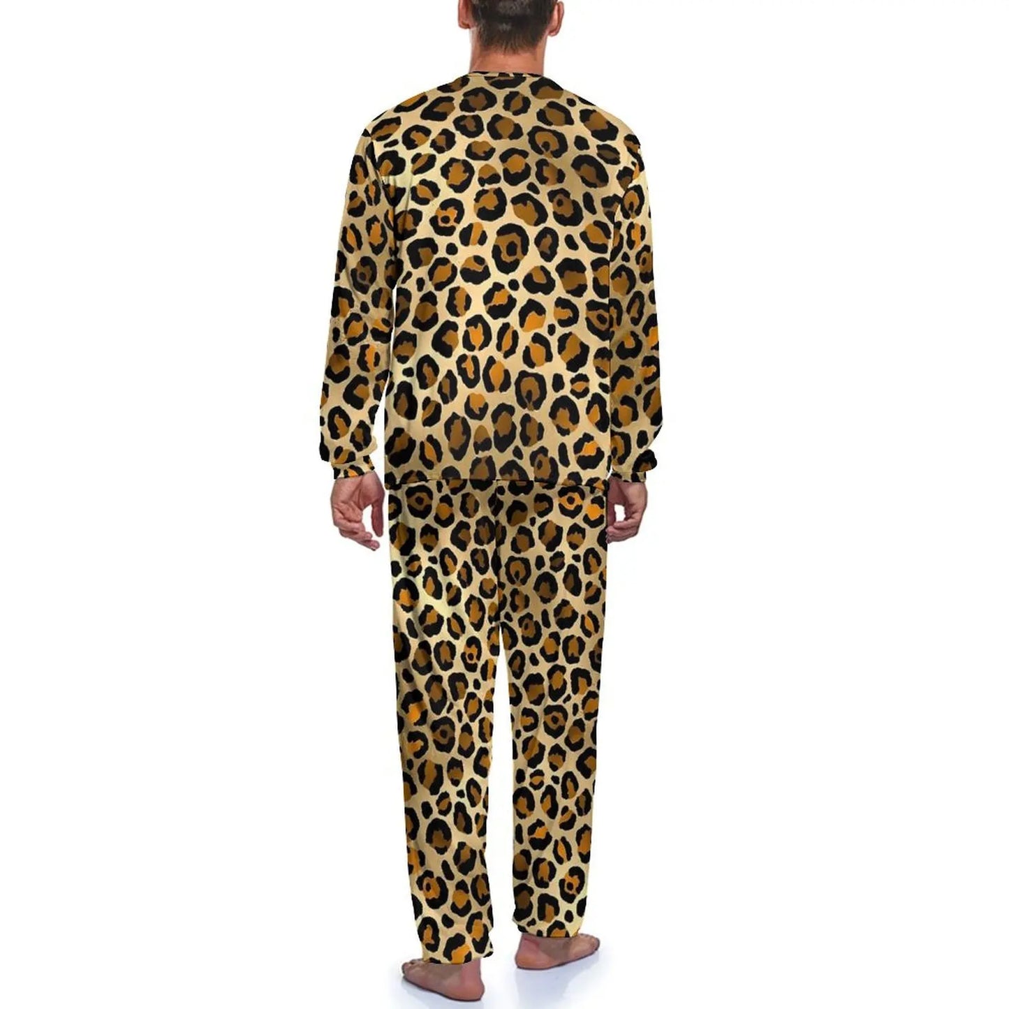 Orange Leopard Print Pajamas Spring Casual Sleepwear