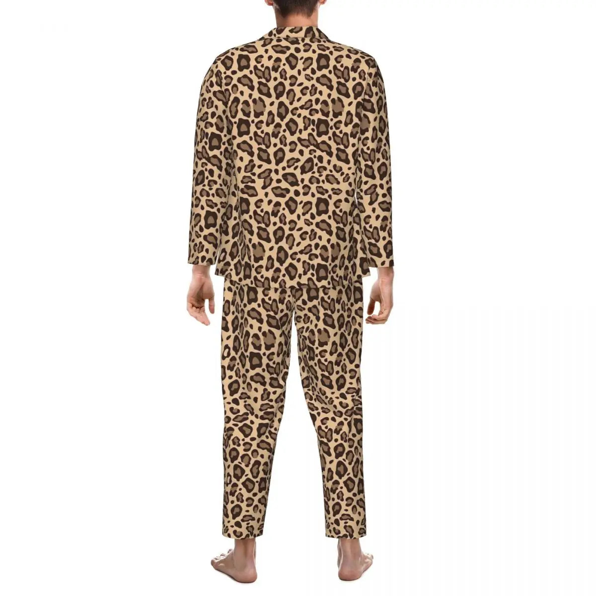 Boho Beige And Brown Leopard Print Pajama Sets