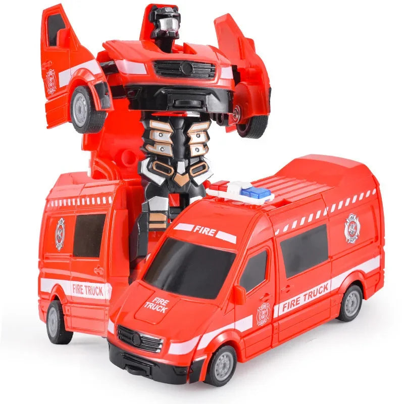 Shape-shifting toy car inertial impact one-button shape