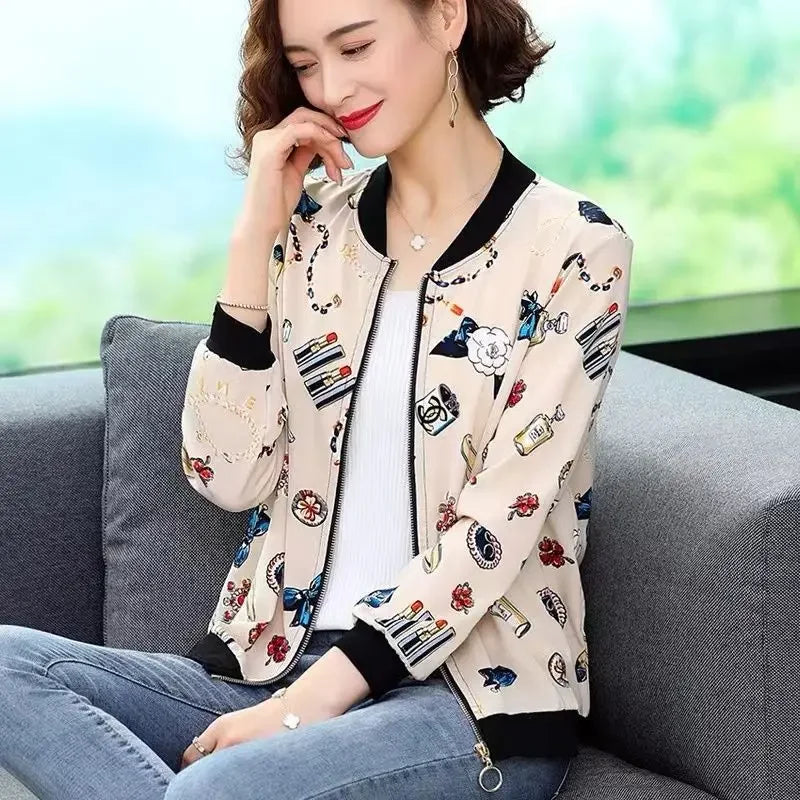 New Summer Fashionable Large Size Short Jacket For Women Loose Fit Sun Protection Clothing V-Neck Cardigan Top For Elderly