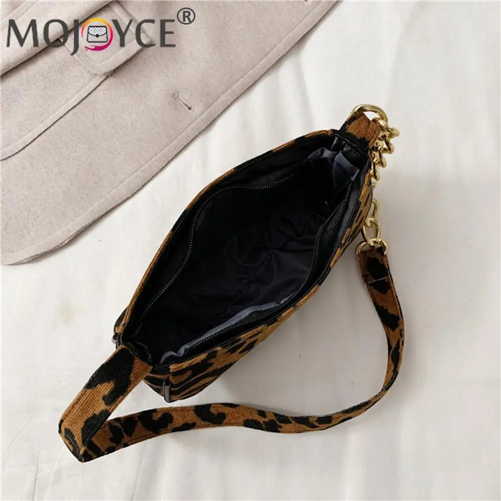 Vintage Street Chain Handbag Plush Leopard Women